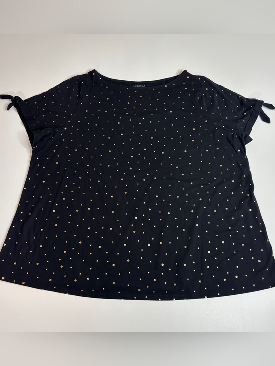 Lane Bryant Tops - Lane Bryant 26/28 Black Metallic Gold Polka Dot Tie Sleeve Top Plus Size